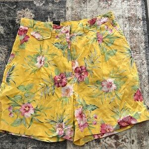 Lauren Ralph Lauren Linen Yellow Floral Shorts